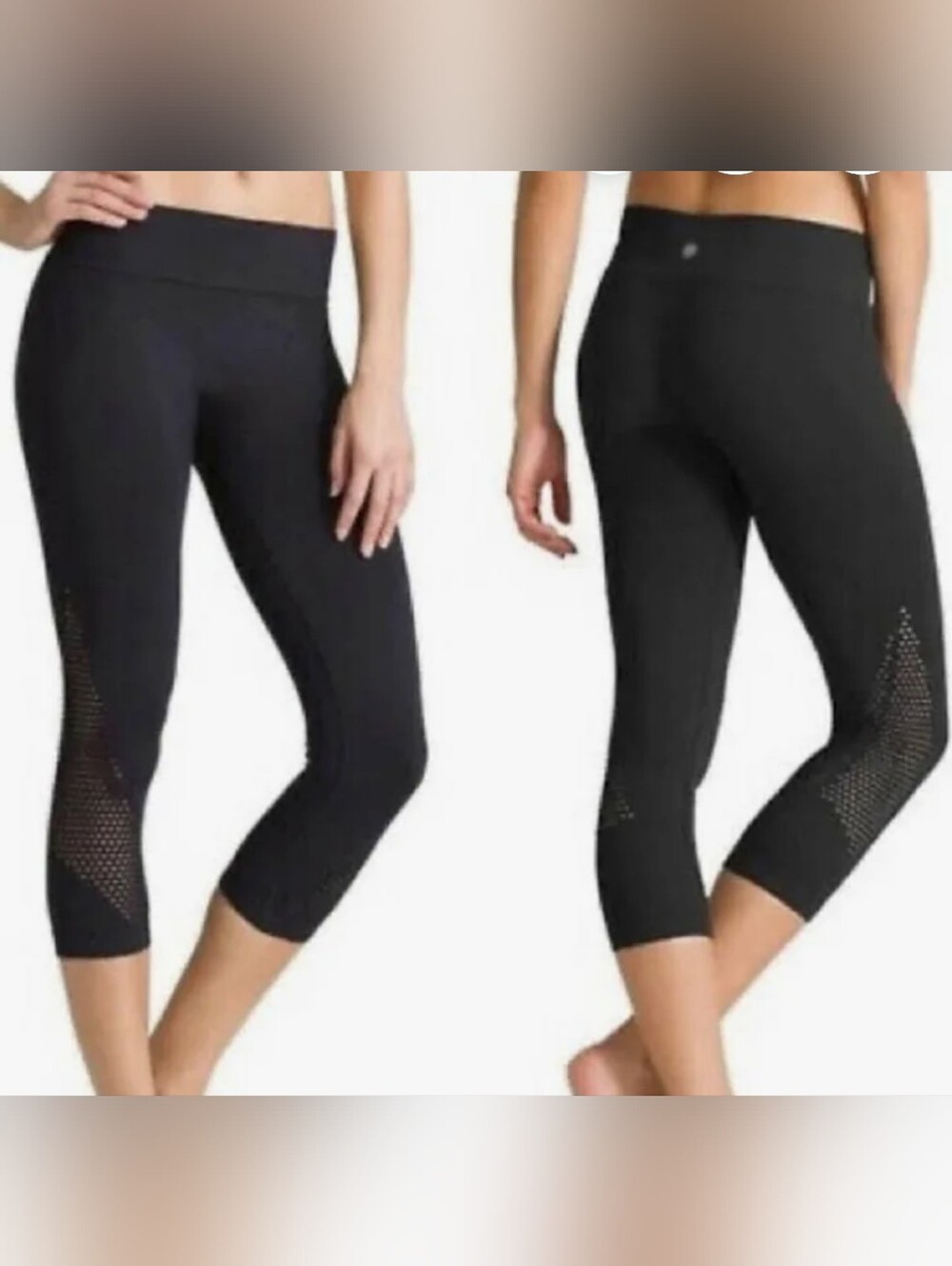 Athleta Breakthrough Laser Cut Seamless Capri Leggings Black M (Fits Small)